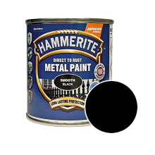 Гладка фарба 3 в 1 по металу Hammerite Metal Paint Smooth захисна, чорна RAL 9005, 0.25 л – Інтернет-магазин ШЛІФАРБ Гладка фарба 3 в 1 по металу Hammerite Metal Paint Smooth захисна, чорна RAL 9005, 0.25 л