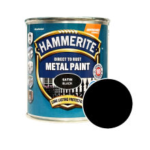 Фарба 3 в 1 по металу Hammerite Metal Paint Satin захисна, чорна, 0.25 л