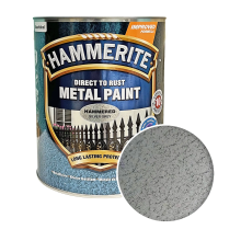 Фарба молоткова 3 в 1 по металу Hammerite Metal Paint Hammered захисна, сріблясто-сіра, 5 л – Інтернет-магазин ШЛІФАРБ Фарба молоткова 3 в 1 по металу Hammerite Metal Paint Hammered захисна, сріблясто-сіра, 5 л
